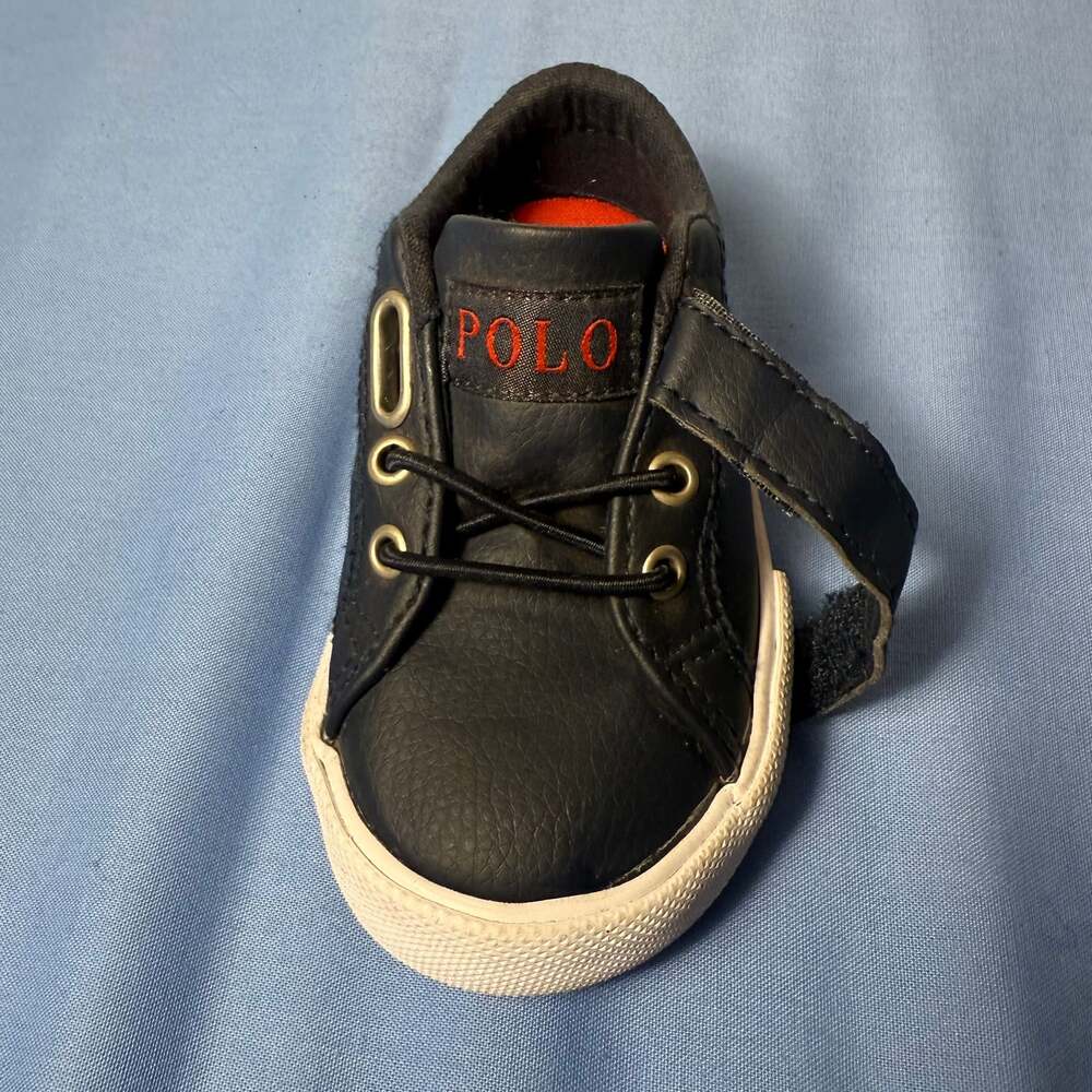 Polo Ralph Lauren size 5Infant Shoes Navy Blue Red Logo Hook and Loop Sneakers - Picture 6 of 7